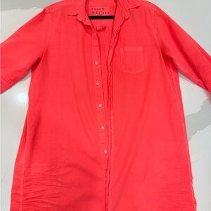 Frank & Eileen Bright Coral Button-Up Dress